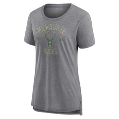 Milwaukee Bucks Women's Heritage Tri-Blend T-Shirt - Heather Gray on sale