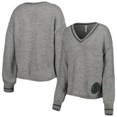 Brooklyn Nets Lusso Women's Scarletts Lantern Sleeve Tri-Blend V-Neck Pullover Sweater - Gray on sale