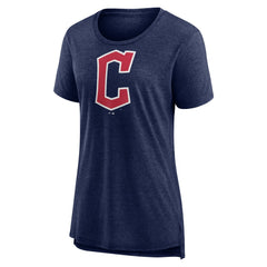 Cleveland Guardians Women's Official Wordmark Tri-Blend T-Shirt - Heather Navy