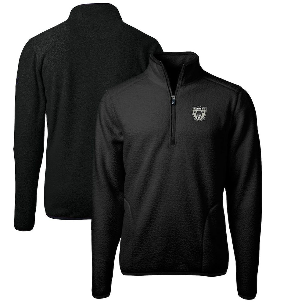 NFL Las Vegas Raiders Cutter & Buck Cascade Eco Sherpa Fleece Big & Tall Quarter-Zip Throwback Jacket