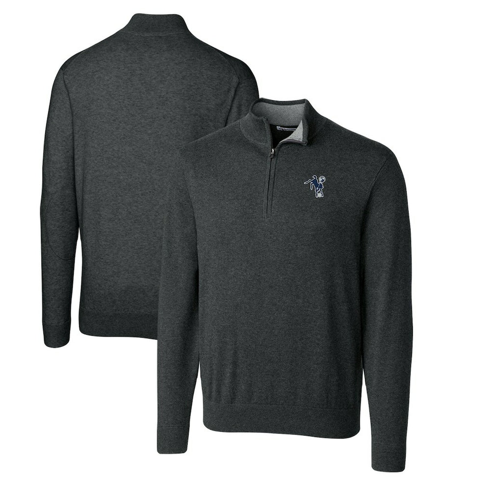 NFL Indianapolis Colts Cutter & Buck Throwback Logo Lakemont Tri-Blend Big & Tall Quarter-Zip Pullover Sweater