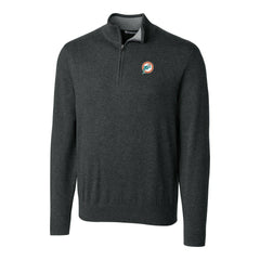 NFL Miami Dolphins Cutter & Buck Throwback Logo Lakemont Tri-Blend Big & Tall Quarter-Zip Pullover Sweater