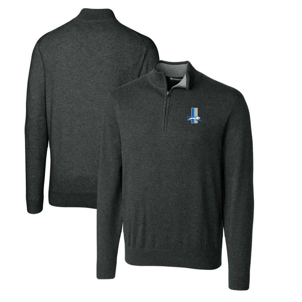 NFL Detroit Lions Cutter & Buck Throwback Logo Lakemont Tri-Blend Big & Tall Quarter-Zip Pullover Sweater