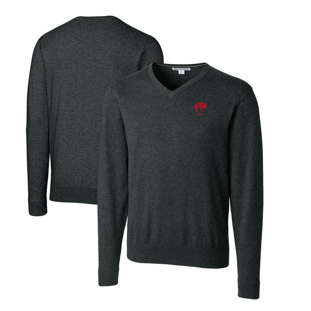 NFL Buffalo Bills Cutter & Buck Throwback Logo Lakemont Tri-Blend Big & Tall V-Neck Pullover Sweater