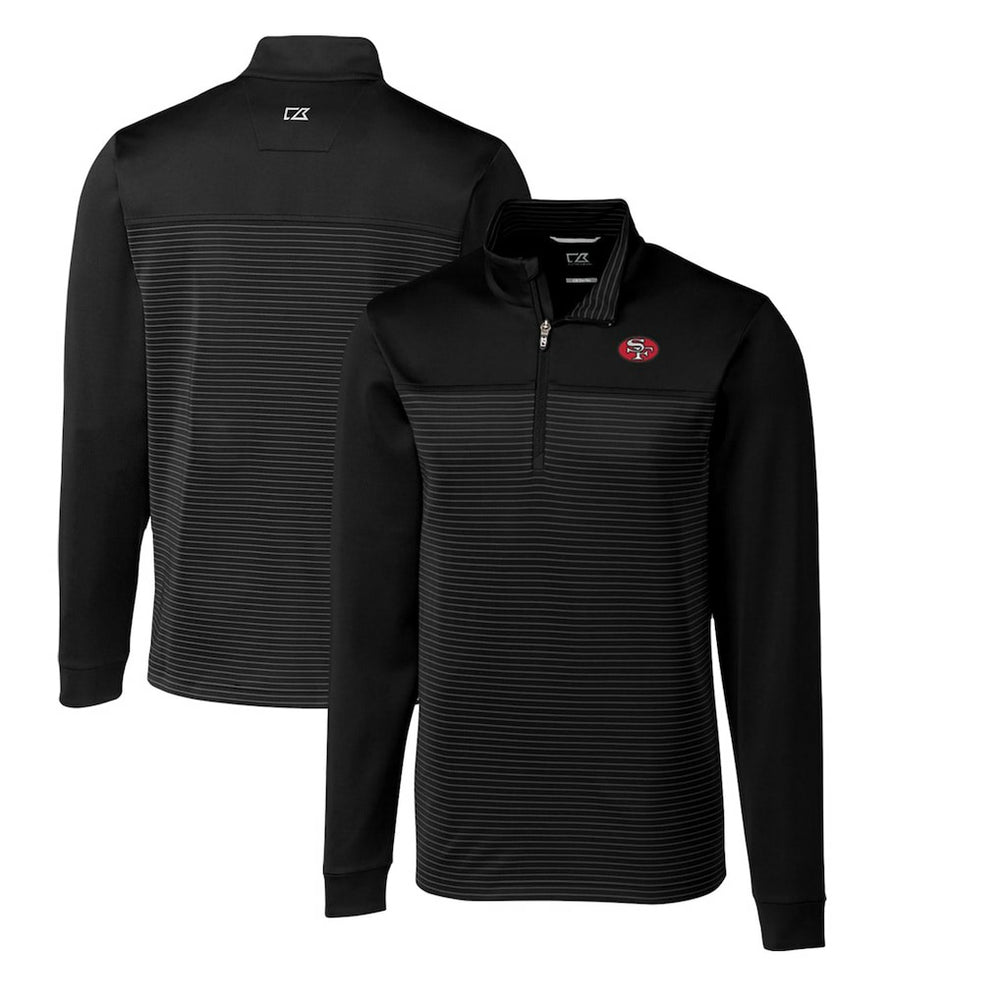 NFL San Francisco 49ers Cutter & Buck Throwback Logo Traverse Stripe Stretch Quarter-Zip Big & Tall Pullover Top