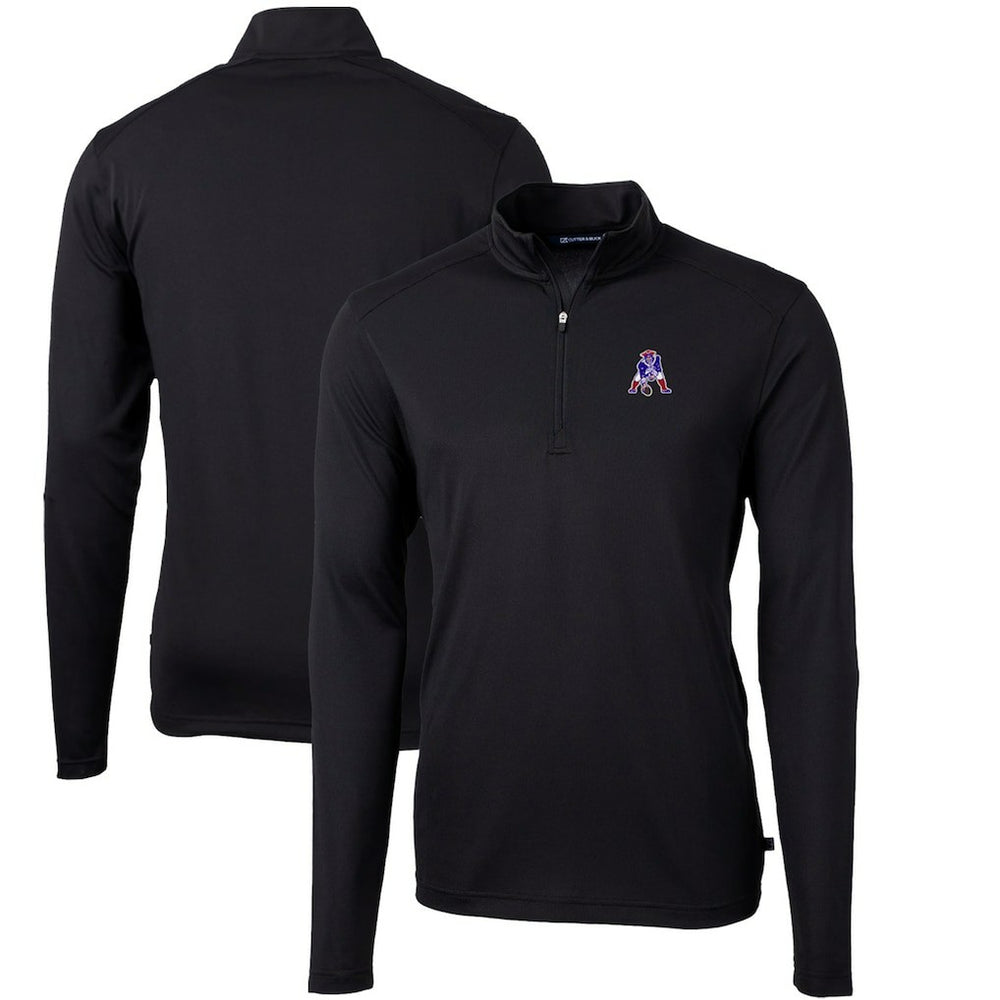 NFL New England Patriots Cutter & Buck Throwback Logo Virtue Eco Pique Recycled Quarter-Zip Big & Tall Pullover Top
