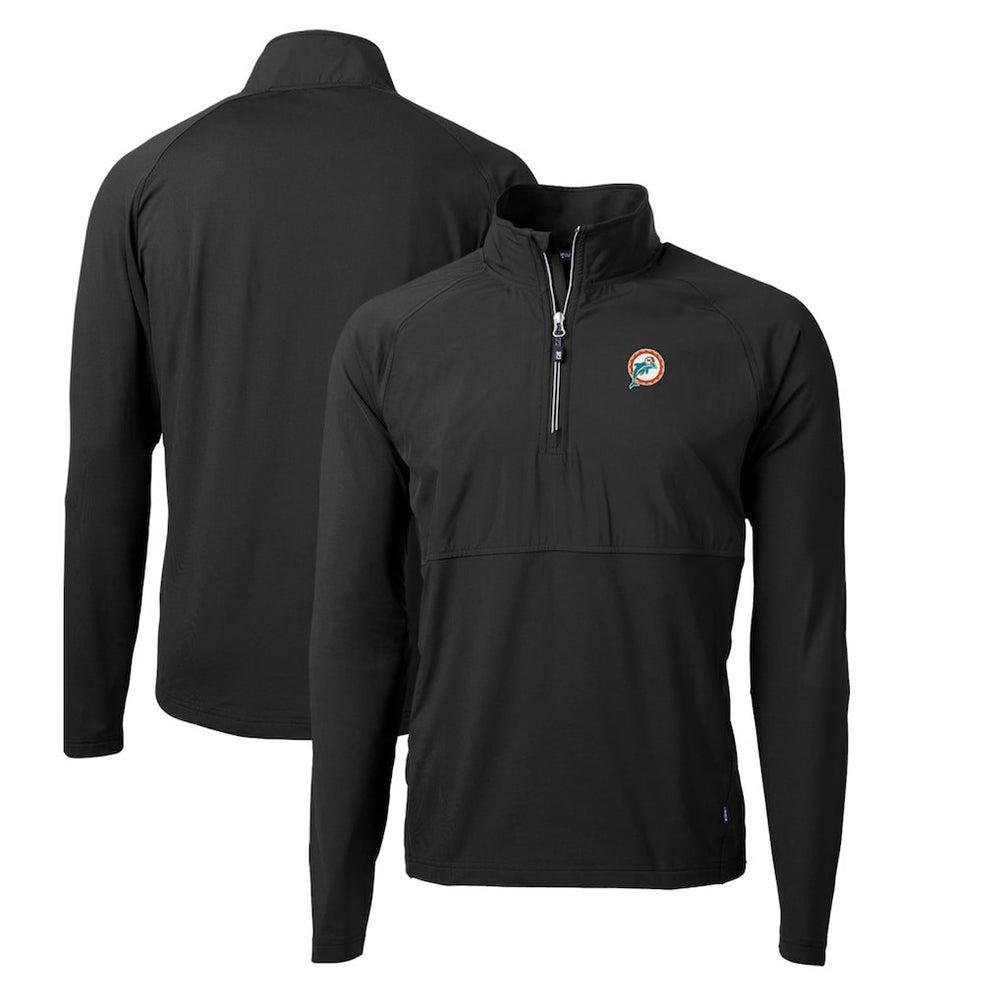 NFL Miami Dolphins Cutter & Buck Adapt Eco Knit Hybrid Recycled Quarter-Zip Throwback Pullover Top