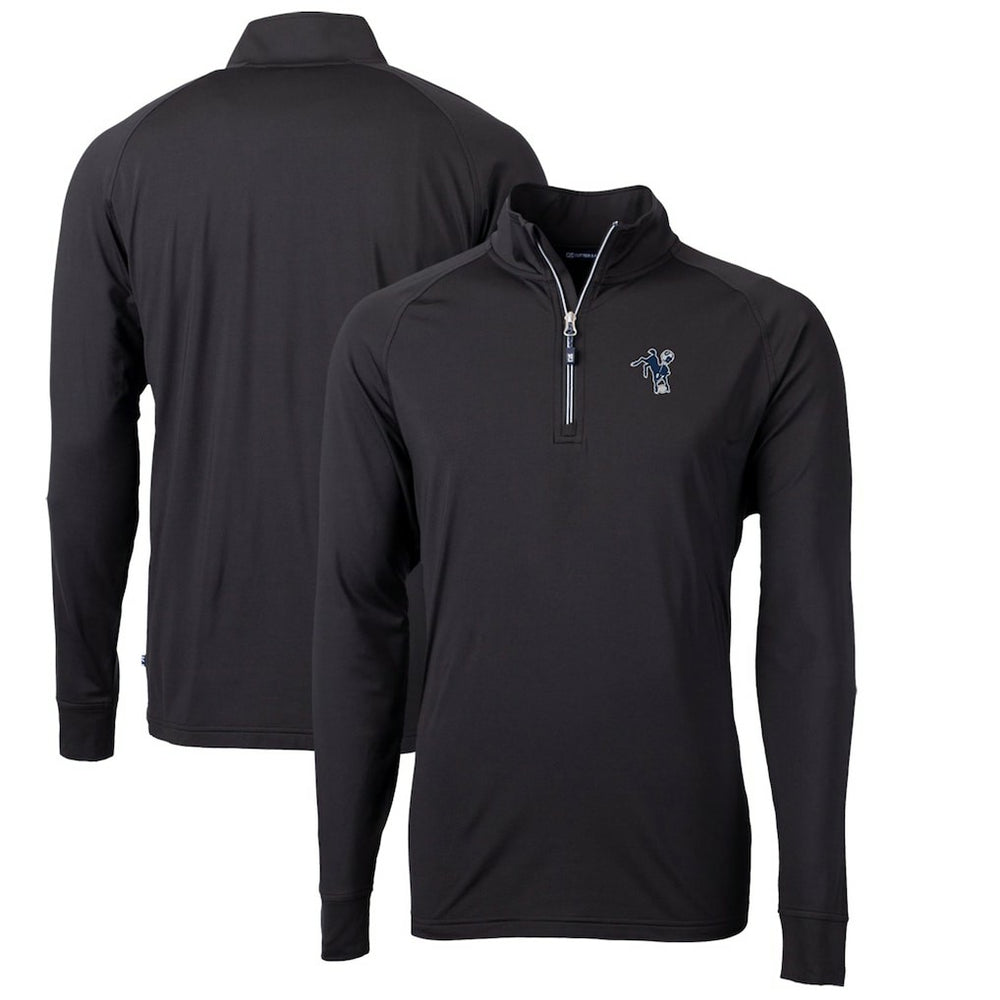 NFL Indianapolis Colts Cutter & Buck Adapt Eco Knit Stretch Recycled Quarter-Zip Throwback Pullover Top