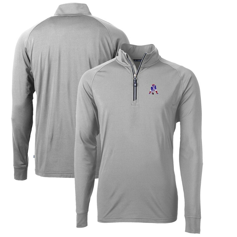 NFL New England Patriots Cutter & Buck Adapt Eco Knit Stretch Recycled Quarter-Zip Throwback Pullover Top