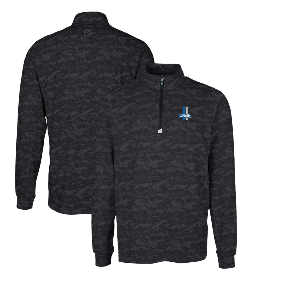 NFL Detroit Lions Cutter & Buck Throwback Logo Traverse Camo Print Stretch Quarter-Zip Pullover Top