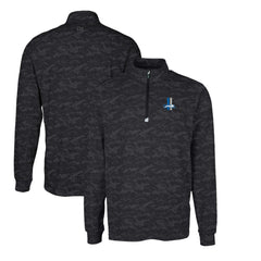 NFL Detroit Lions Cutter & Buck Throwback Logo Traverse Camo Print Stretch Quarter-Zip Pullover Top