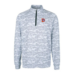 NFL Denver Broncos Cutter & Buck Throwback Logo Traverse Camo Print Stretch Quarter-Zip Pullover Top