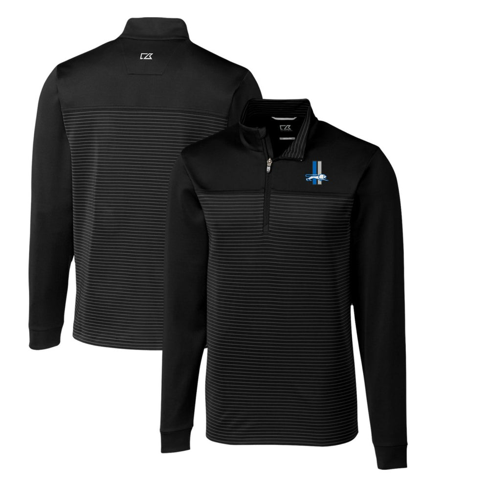 NFL Detroit Lions Cutter & Buck Throwback Logo Traverse Stripe Stretch Quarter-Zip Pullover Top