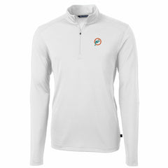 NFL Miami Dolphins Cutter & Buck Throwback Logo Virtue Eco Pique Recycled Quarter-Zip Pullover Top
