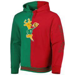 Milwaukee Bucks Hardwood Classics Split Pullover Hoodie - Green/Red | Mitchell & Ness cheap