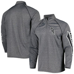 Chicago White Sox Stitches Wordmark Raglan Quarter-Zip Top - Heather Gray