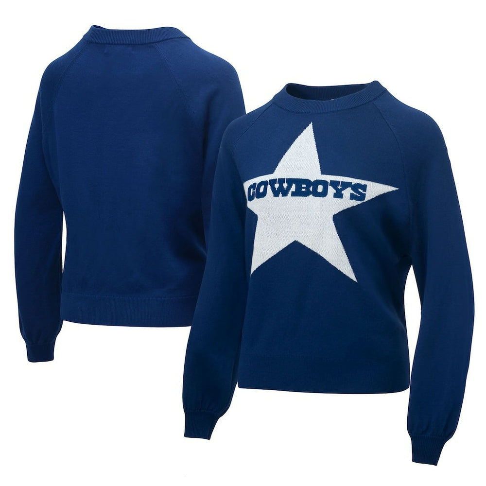 NFL Dallas Cowboys Lauren James Women's Wordmark Star Raglan Pullover Sweater