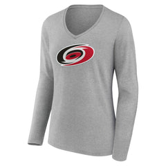 Carolina Hurricanes Women's Primary Logo Team Long Sleeve V-Neck T-Shirt