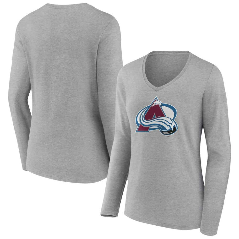 Colorado Avalanche Women's Primary Logo Team Long Sleeve V-Neck T-Shirt