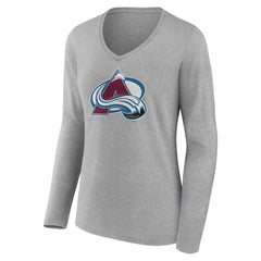Colorado Avalanche Women's Primary Logo Team Long Sleeve V-Neck T-Shirt