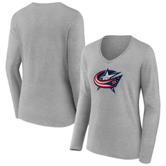 Columbus Blue Jackets Women's Primary Logo Team Long Sleeve V-Neck T-Shirt