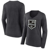 Los Angeles Kings Women's Primary Team Logo Long Sleeve V-Neck T-Shirt