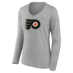 Philadelphia Flyers Women's Primary Logo Team Long Sleeve V-Neck T-Shirt