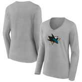 San Jose Sharks Women's Primary Logo Team Long Sleeve V-Neck T-Shirt