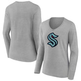 Seattle Kraken Women's Primary Logo Team Long Sleeve V-Neck T-Shirt
