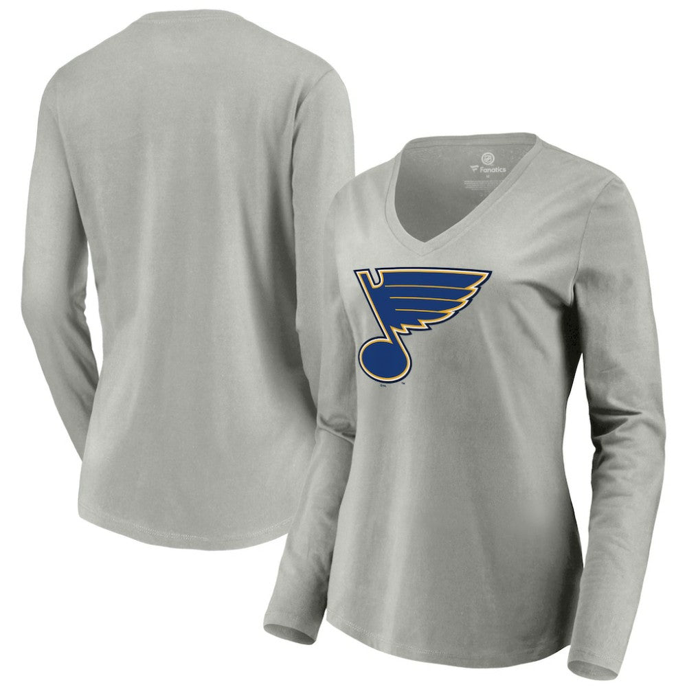 St. Louis Blues Women's Primary Logo Team Long Sleeve V-Neck T-Shirt