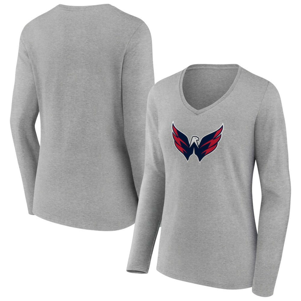 Washington Capitals Women's Primary Logo Team Long Sleeve V-Neck T-Shirt