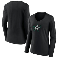 Dallas Stars Women's Primary Team Logo Long Sleeve V-Neck T-Shirt