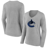 Vancouver Canucks Women's Primary Logo Team Long Sleeve V-Neck T-Shirt