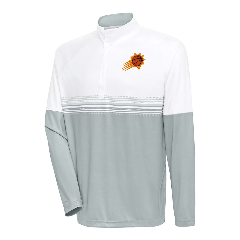 Phoenix Suns Antigua Bender Quarter-Zip Pullover Top - White/Gray discount