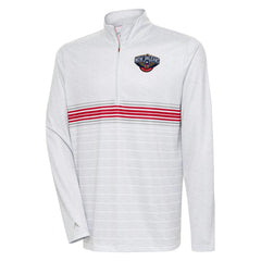 New Orleans Pelicans Antigua Bullseye Quarter-Zip Pullover Top - Heather Gray/Red discount