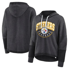 NFL Pittsburgh Steelers Women's Lightewight Modest Crop Lounge Helmet Arch Pullover Hoodie