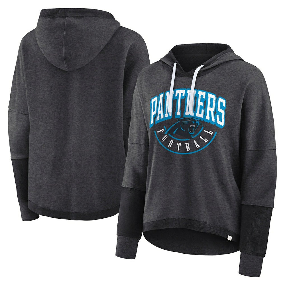 NFL Carolina Panthers Women's Lightewight Modest Crop Lounge Helmet Arch Pullover Hoodie