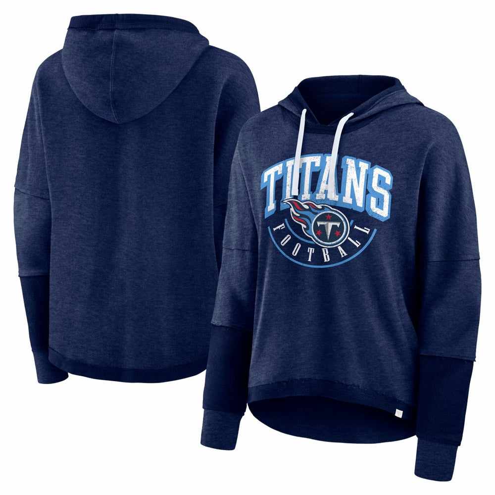 NFL Tennessee Titans Women's Lightewight Modest Crop Lounge Helmet Arch Pullover Hoodie