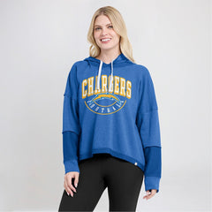 NFL Los Angeles Chargers Women's Lightewight Modest Crop Lounge Helmet Arch Pullover Hoodie