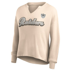 NFL Las Vegas Raiders Women's Go For It Notch Neck Waffle Knit Lightweight Long Sleeve T-Shirt