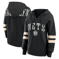 Brooklyn Nets Women's Bold Move Dolman V-Neck High Hip Hoodie - Black | Fanatics sale