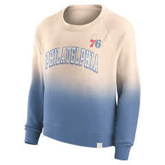 Philadelphia 76ers Women's Lounge Arch Raglan Pullover Sweatshirt - Tan/Royal | Fanatics for sale