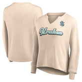 Seattle Kraken Fanatics Women's Go For It Notch Neck Waffle Knit Long Sleeve T-Shirt