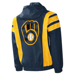 Milwaukee Brewers Starter Impact Hoodie Half-Zip Jacket - Navy