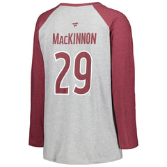 Nathan MacKinnon Colorado Avalanche Fanatics Women's Plus Size Name & Number Raglan Long Sleeve T-Shirt
