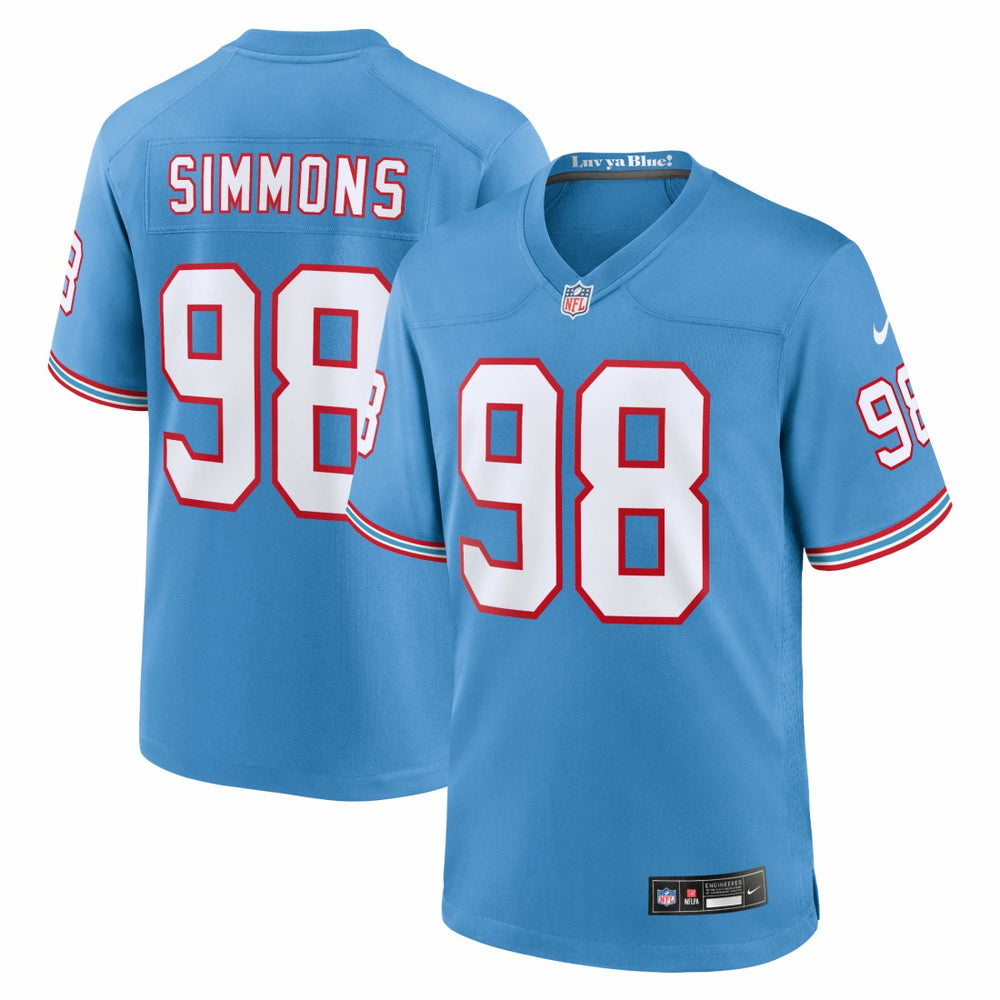 NFL Tennessee Titans Jeffery Simmons Oilers Throwback Alternate Game Player Jersey