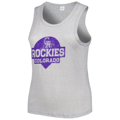 Colorado Rockies Soft as a Grape Women's Plus Size High Neck Tri-Blend Tank Top - Gray