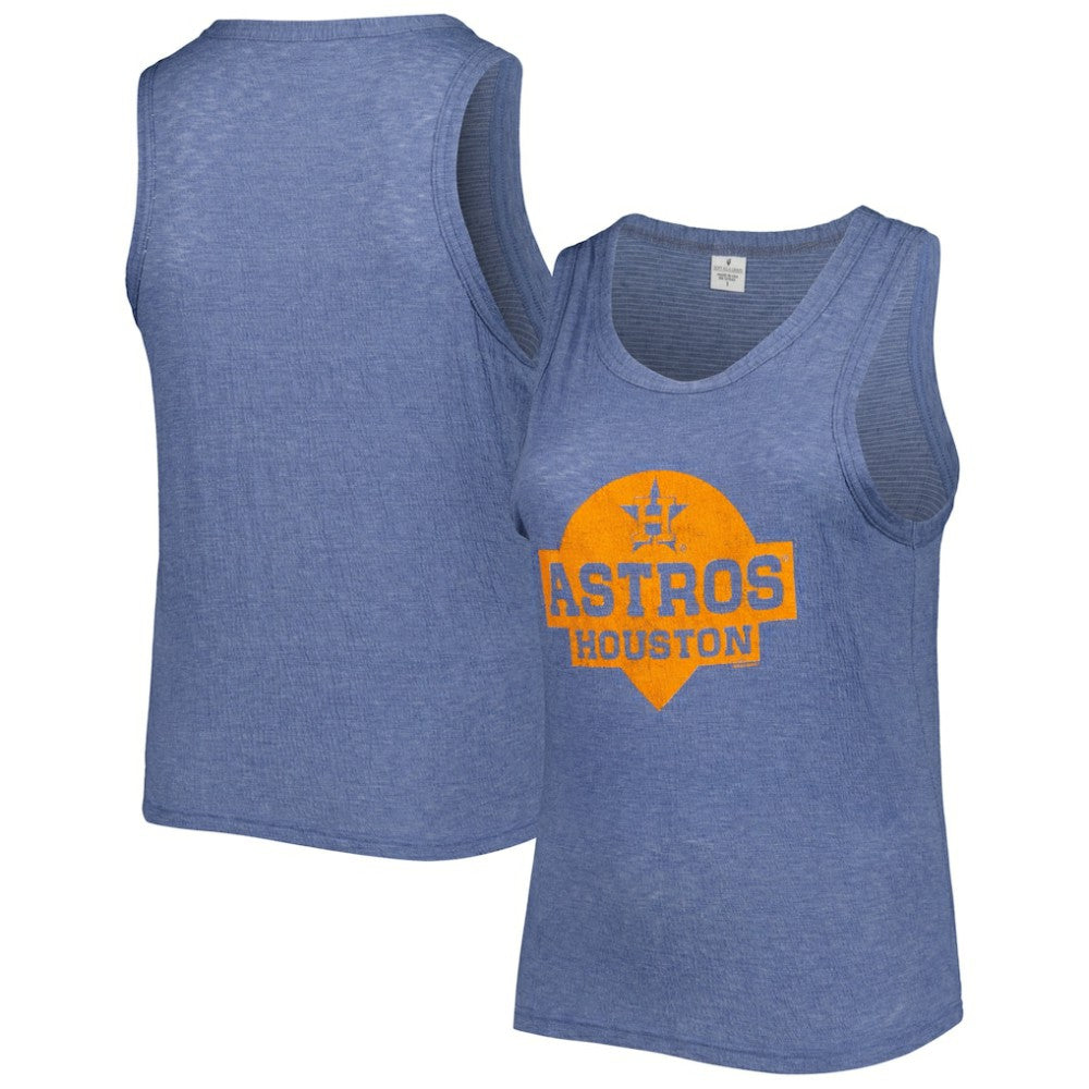 Houston Astros Soft as a Grape Women's Plus Size High Neck Tri-Blend Tank Top - Navy