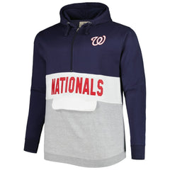 Washington Nationals Big & Tall Fleece Half-Zip Hoodie - Navy/White