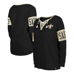 NFL New Orleans Saints Women's Lace-Up Notch Neck Long Sleeve T-Shirt